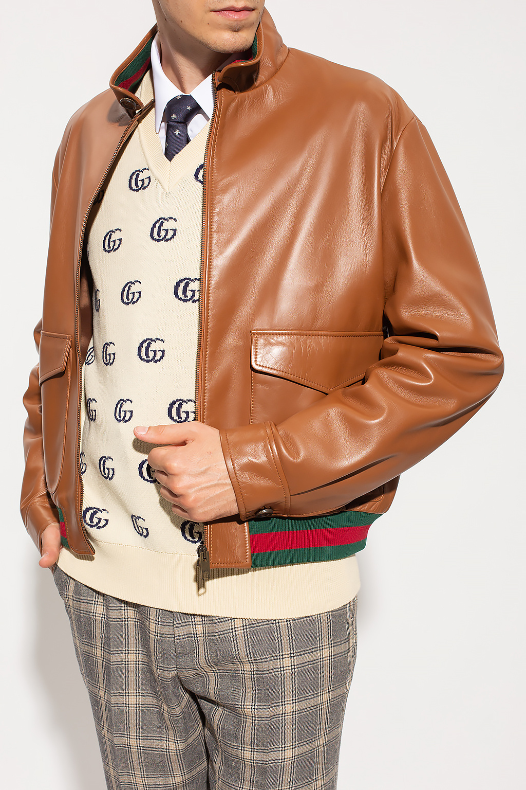 Gucci hotsell leather shirt